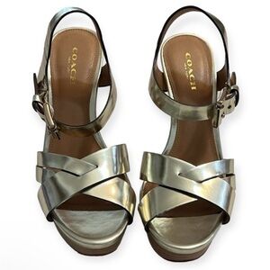 Coach Women's Silver/gold Sandals-used good condition